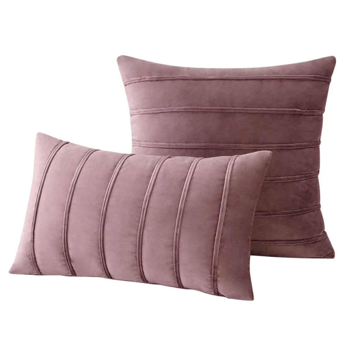 2Pcs Blue Velvet Pillow Covers with Striped Decorative Luxury Soft Cushion Cases for Farmhouse Couch Sofa Living Room