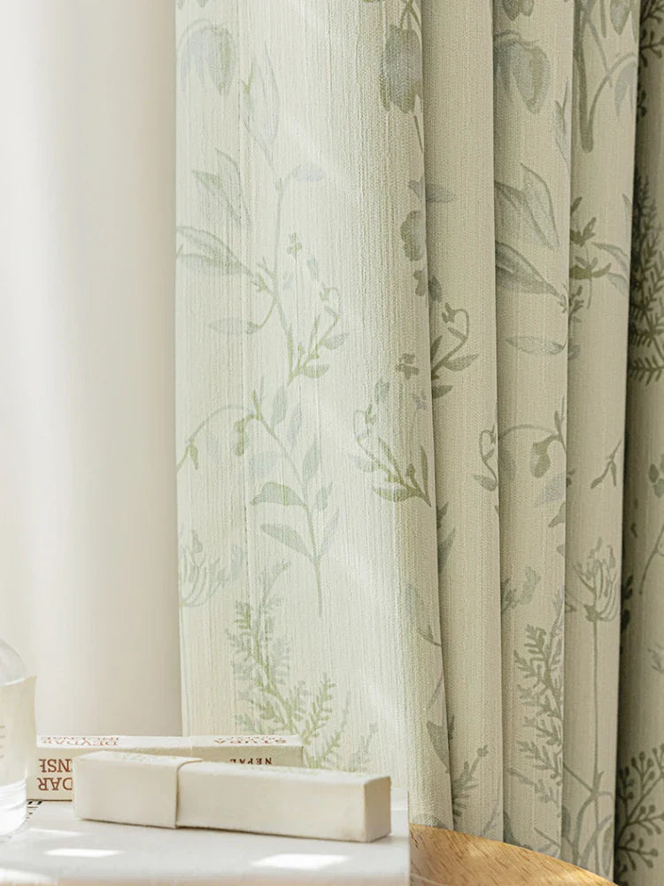 French Living Room Curtains Floral Pattern Bedroom Decoration Curtains Green Home Curtain Blackout Sun Protection Study Curtain