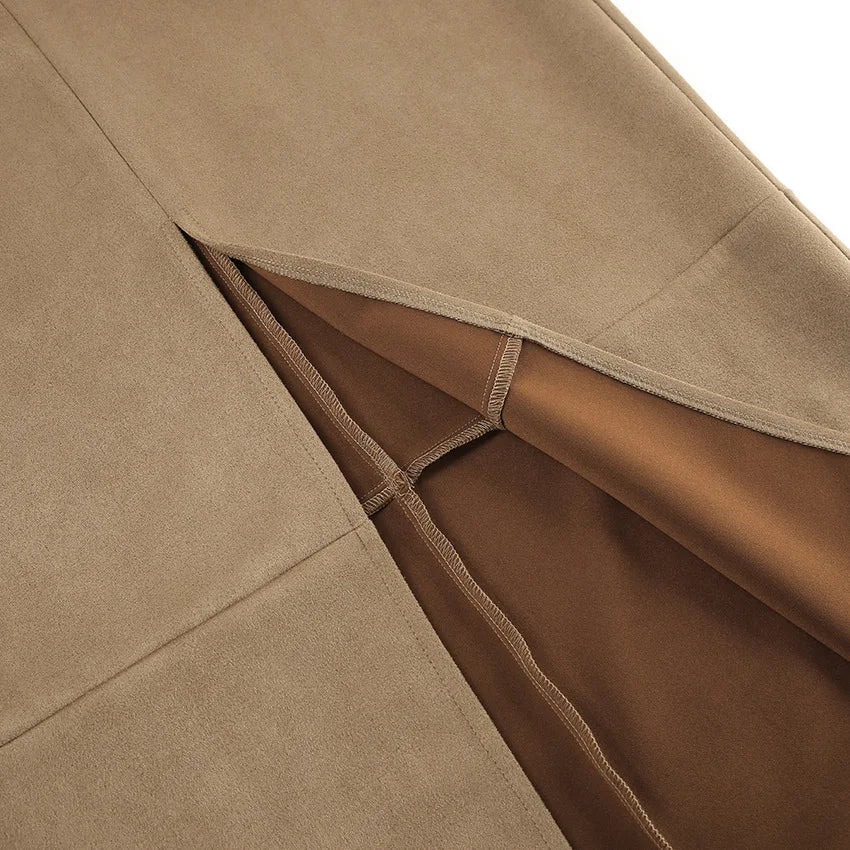 Sued Brown Maxi Skirt
