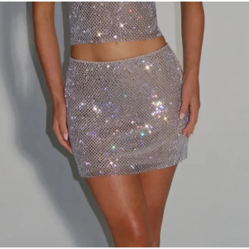 Sequin Layered Cami Top And Mini Skirt Set