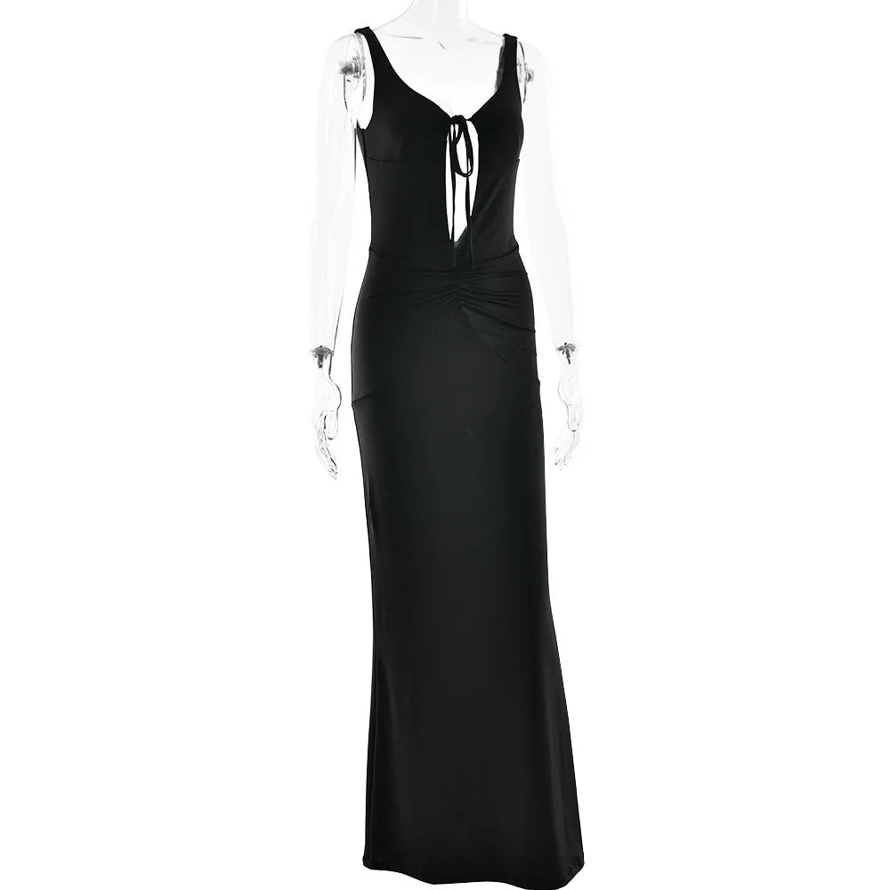 Front Slit Tie Up Maxi Dress