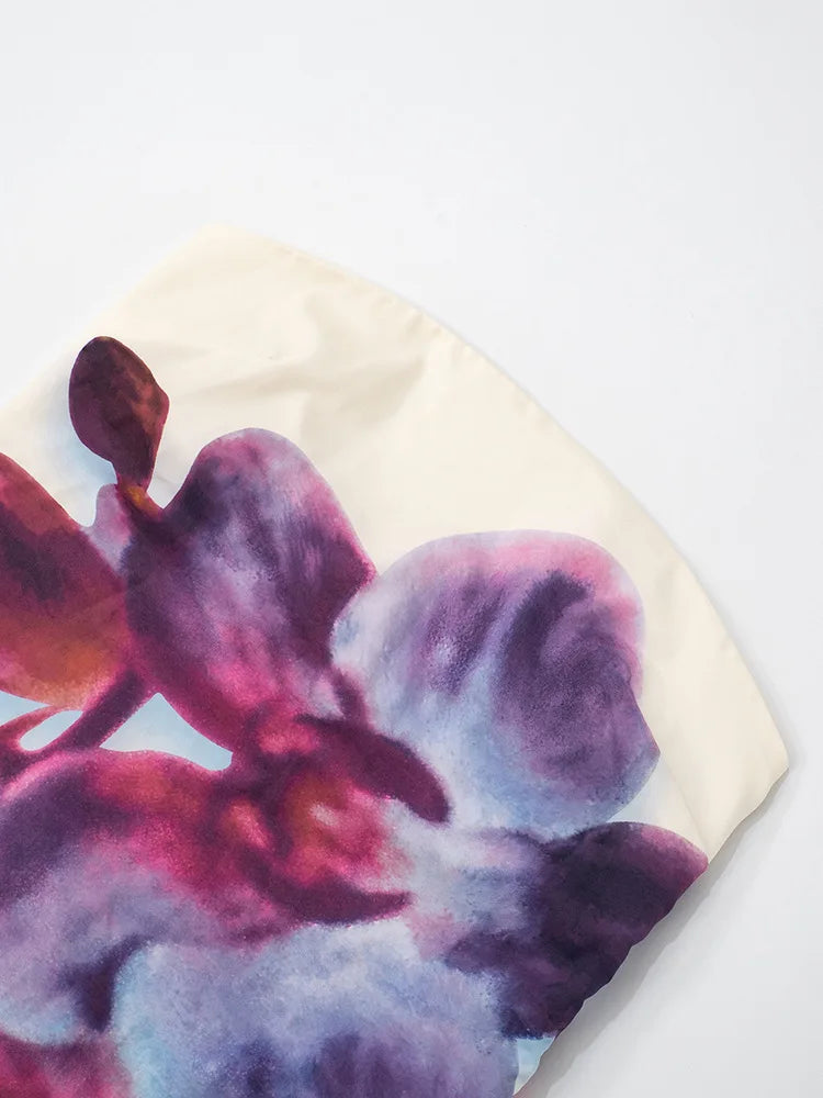 Orchid Floral Print Strapless Straight Maxi Dress