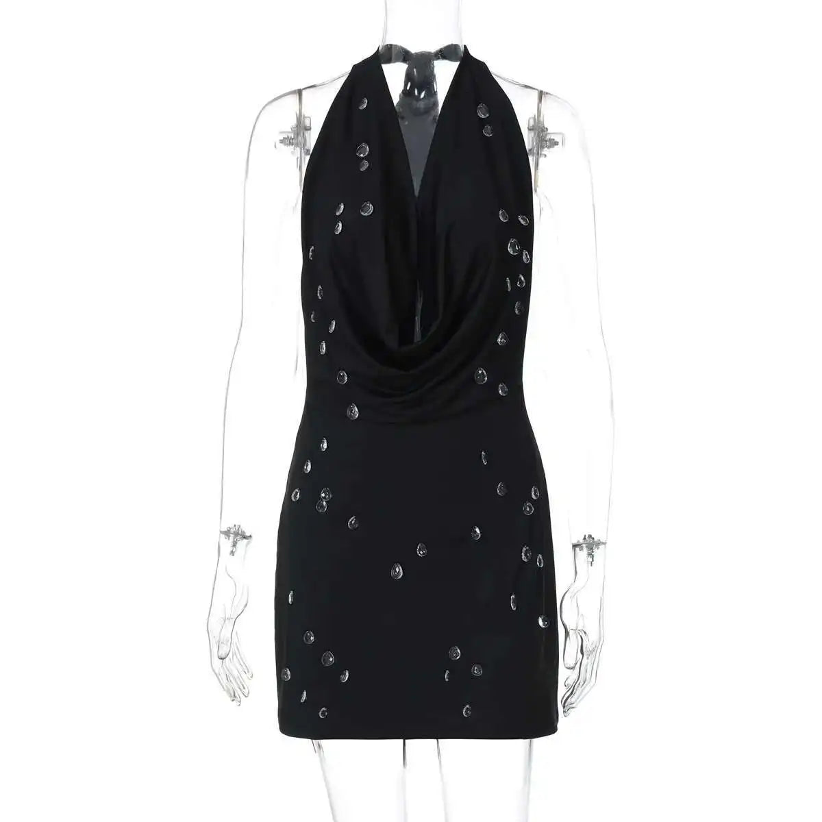 Crystal Beading Halter Mini Dress