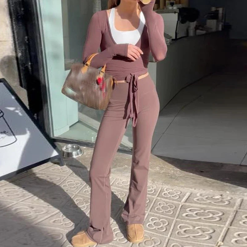 Wrap Around Tie Up Top And Pants Set