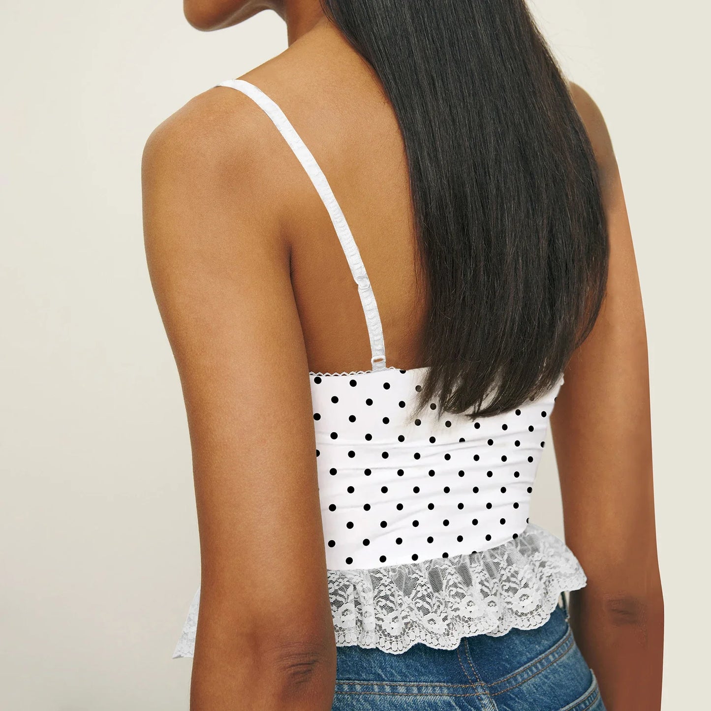 Polka Dot Print Ruffles Cami Top - High Street Style