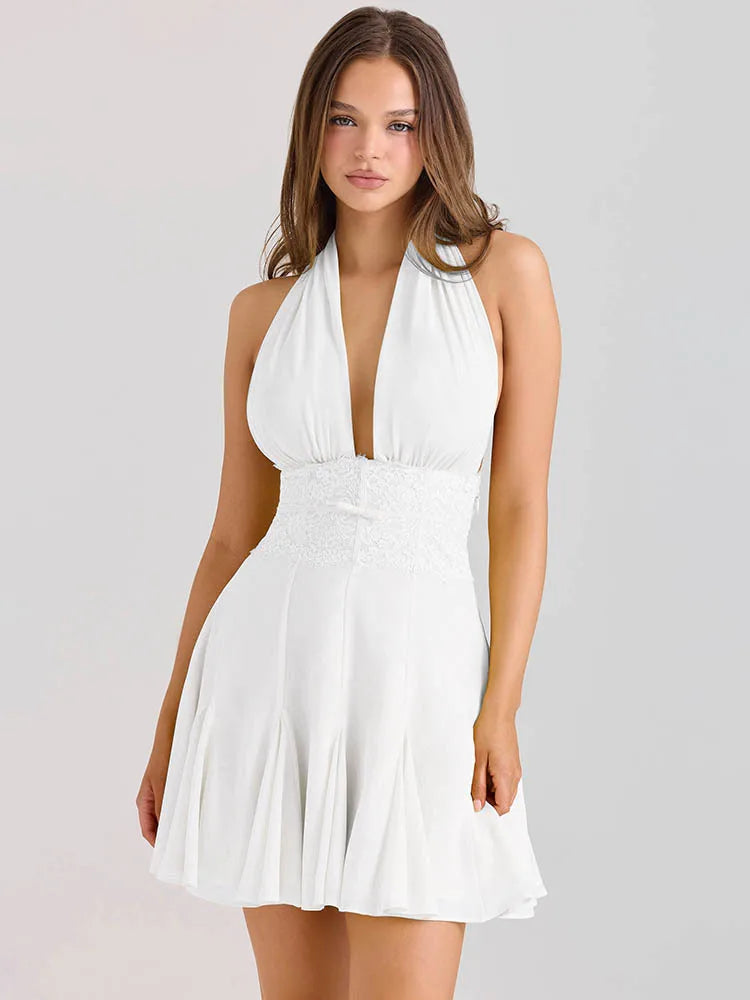 Halter Tie Up Mini Dress