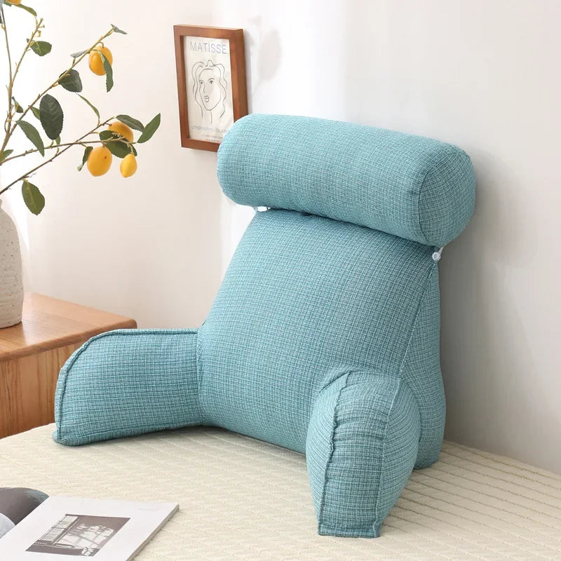 Adult Reading Pillow Ultra-Comfy Removable Linen Cover Detachable Neck Roll Unmatched Support Bed Rest Sit Up Pillows