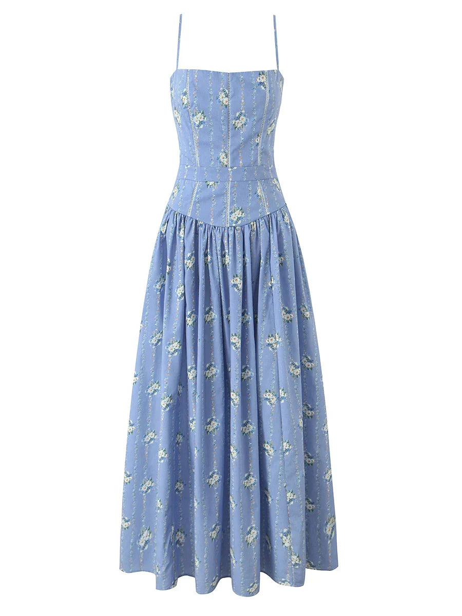 Serene Floral Flowy Maxi Dress - Empire Waist Summer Gown