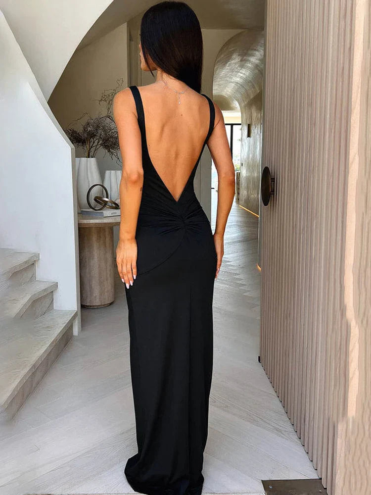 Front Slit Tie Up Maxi Dress