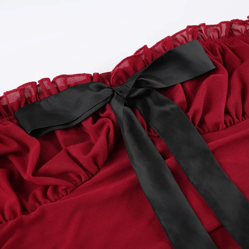 Red Tube Ruched Bow Mini Dress