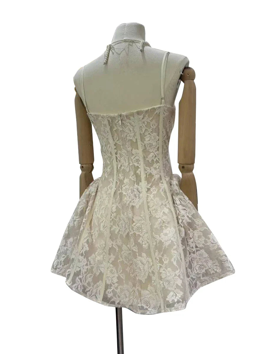 Lace Strap Flare Mini Dress