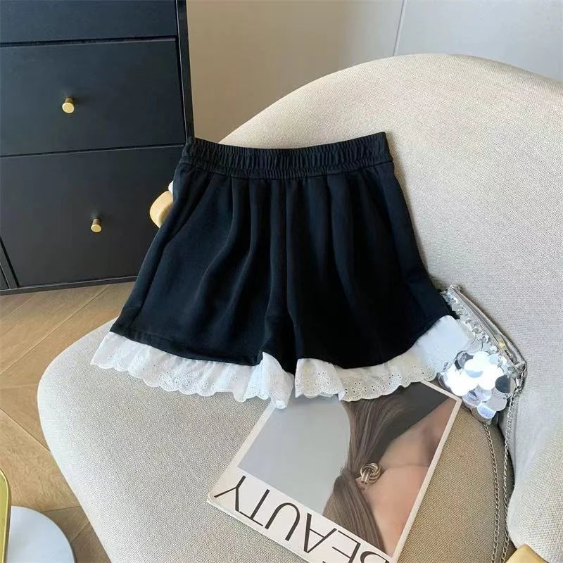 Lace Patchwork Sports Shorts