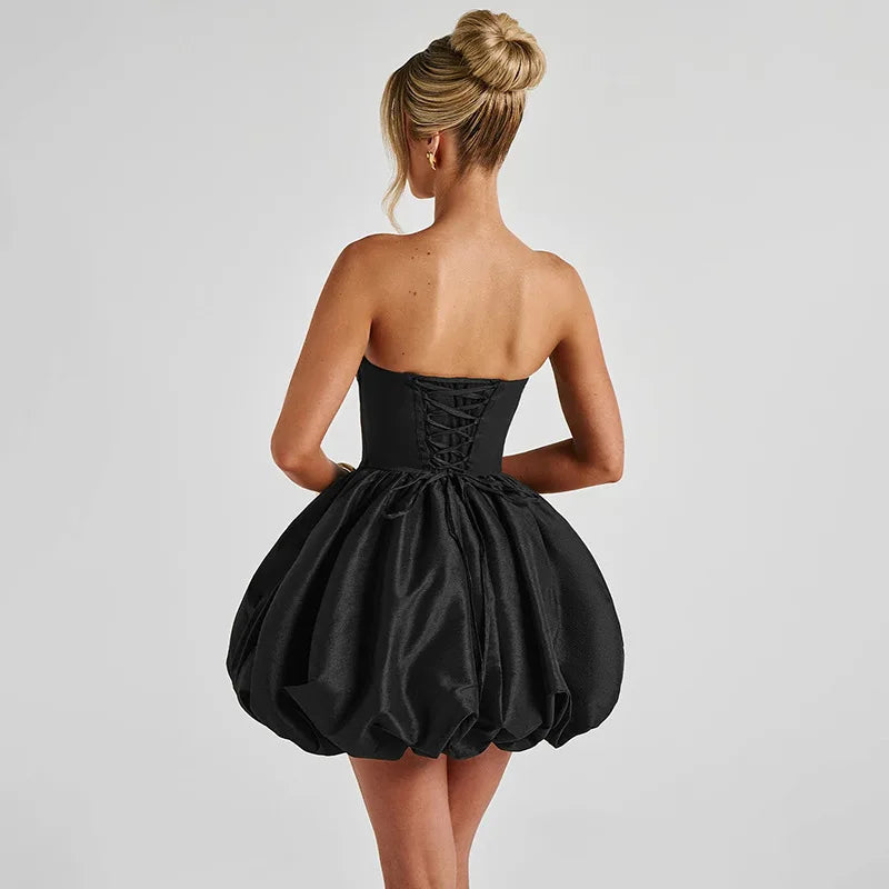 Strapless Bow Puff Mini Dress â€?Ball Gown Style
