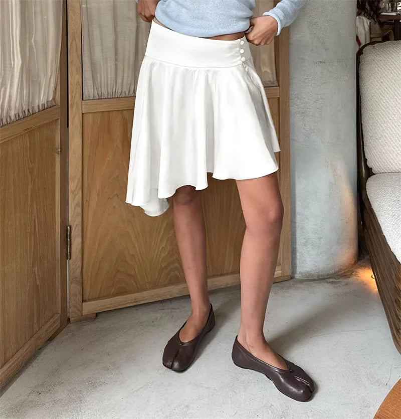 Side Split Irregular Satin Mini Skirt