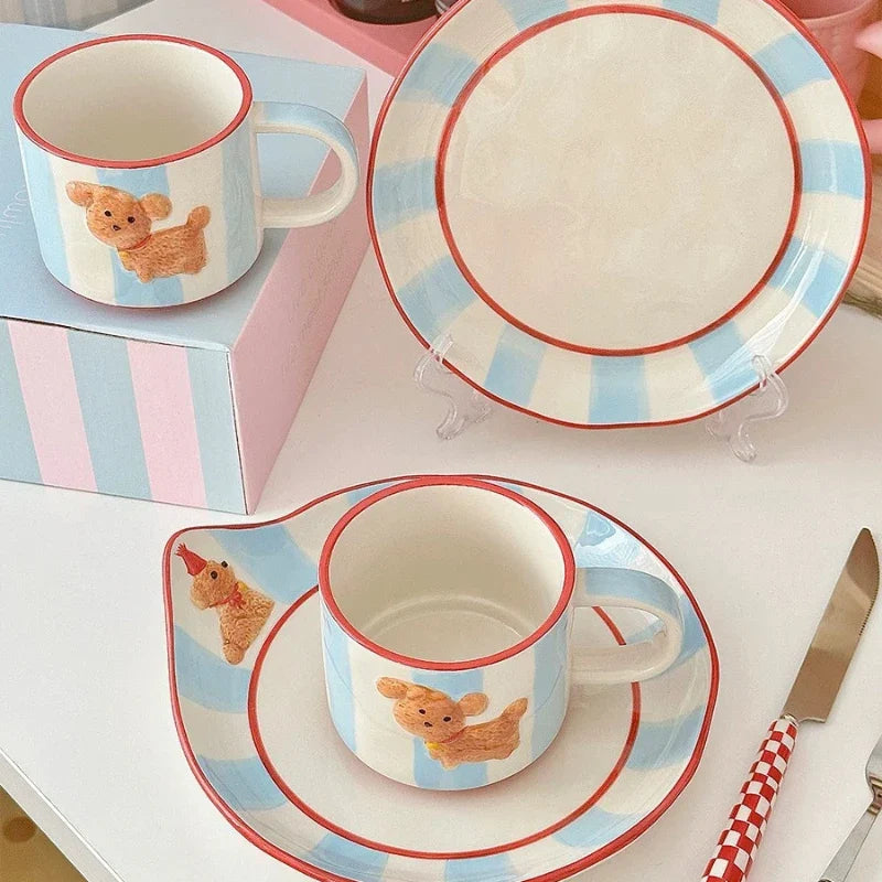 Mug Designer hand-painted birthday dog ceramic coffee mug set High appearance level cup Christmas gift birthday