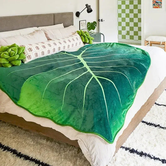 Super Soft Giant Leaf Blanket for Bed Sofa Gloriosum Plant Blanket Home Decor Throws Warm Sofa Towel Cobertor Christmas Gift