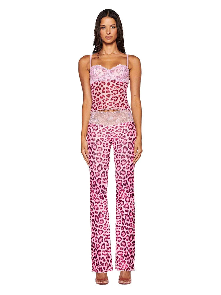 Lace Patchwork Cami Top And Pants Set