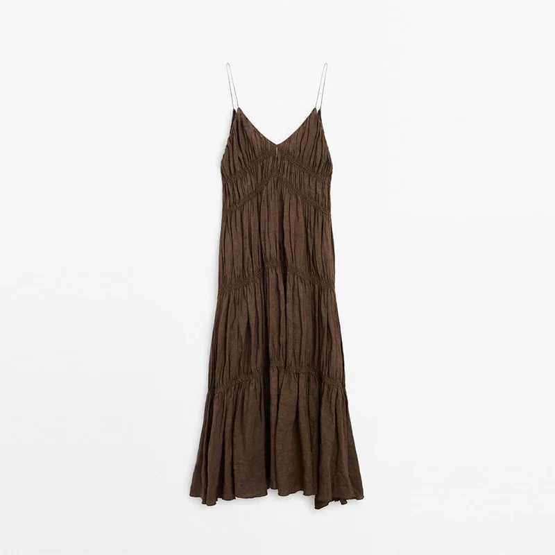 Sling V-neck A-line Long Dress