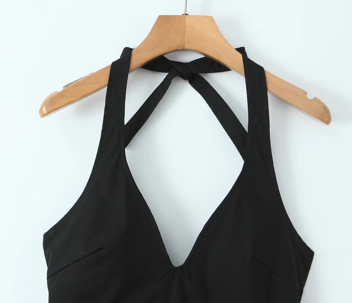 Deep Halter Neck Side Flare Mini Dress