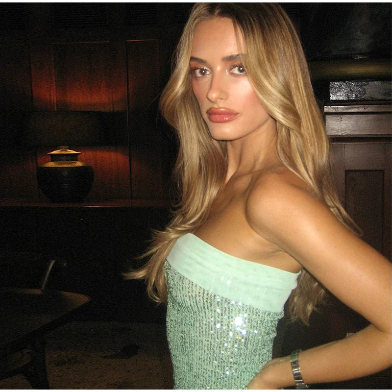 Strapless Sequin Maxi Dress