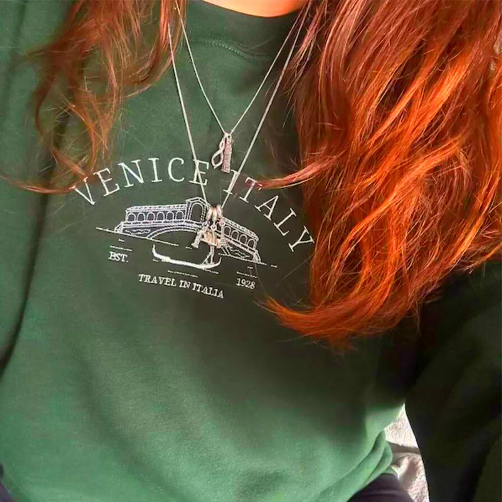Venice Italy Embroidered Sweatshirt Crewneck Jumper