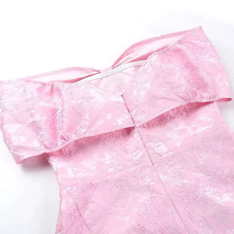 Large Bow Off Shoulder Jacquard Mini Dress