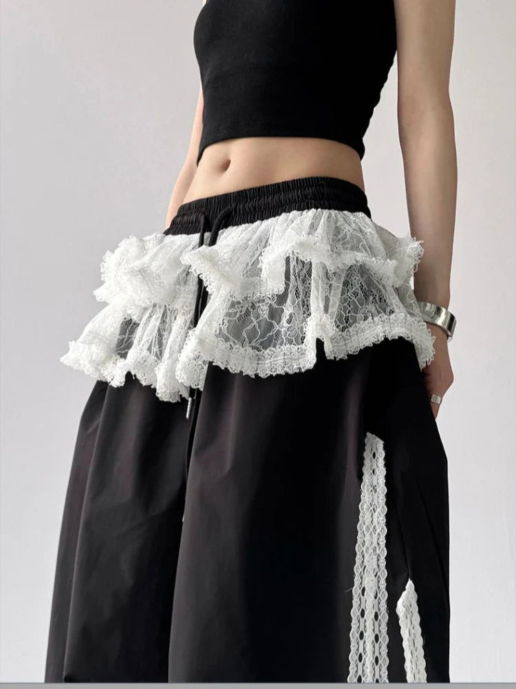 Lace Patchwork Oversized Jogger
