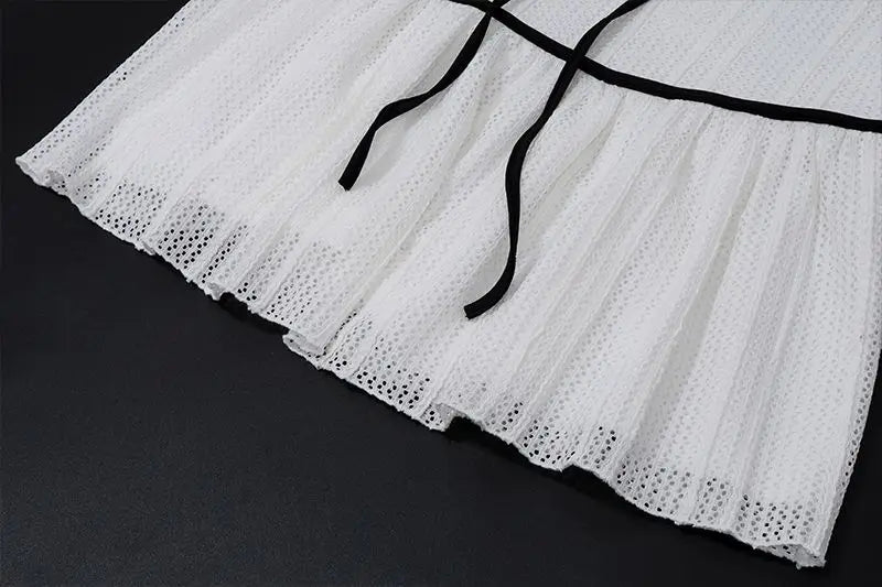 White Bow Frill Tank Mini Dress