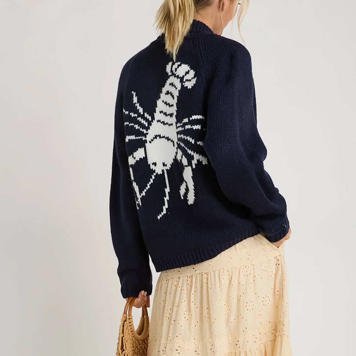 Lobster Knit Cardigan - Short O-Neck