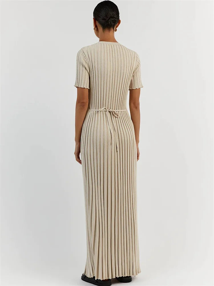 Ribbed Short Sleeve Maxi Dress