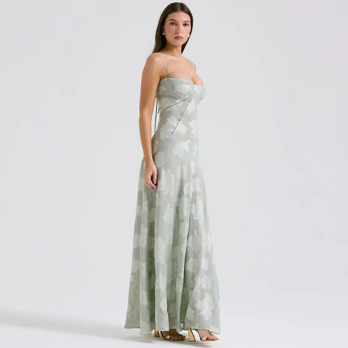 Floral Print Sheer Maxi Dress