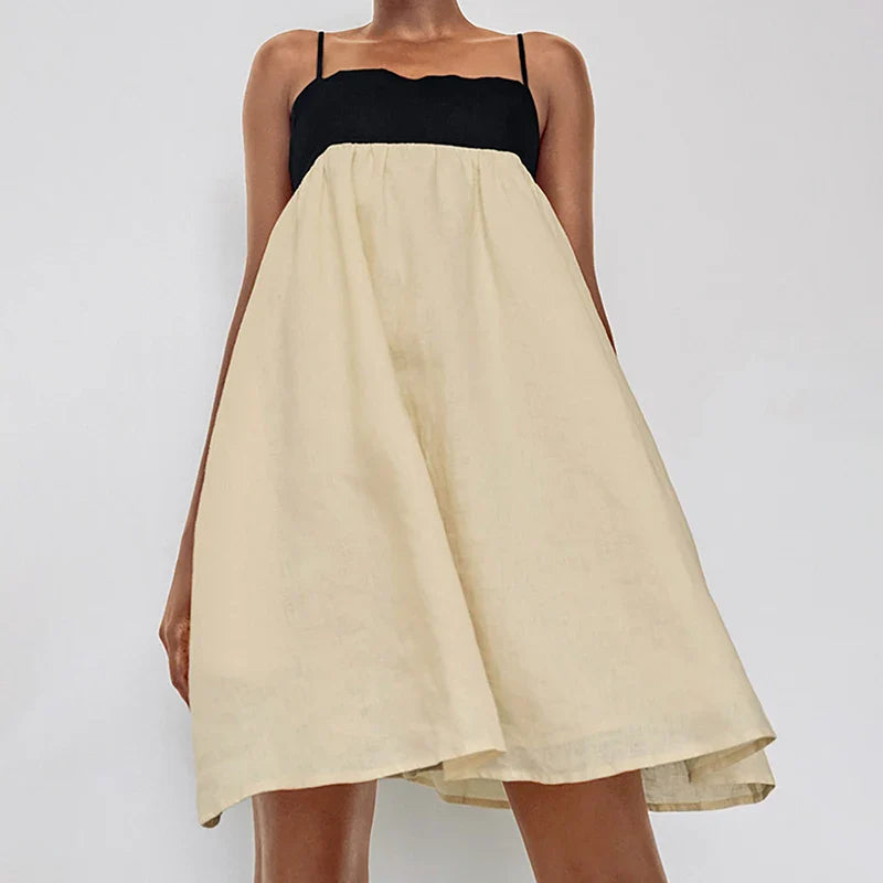 Contrast Strap Straight Mini Dress