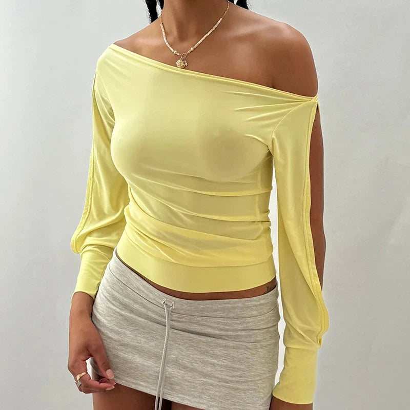 Cut Out Long Sleeve Crop Top