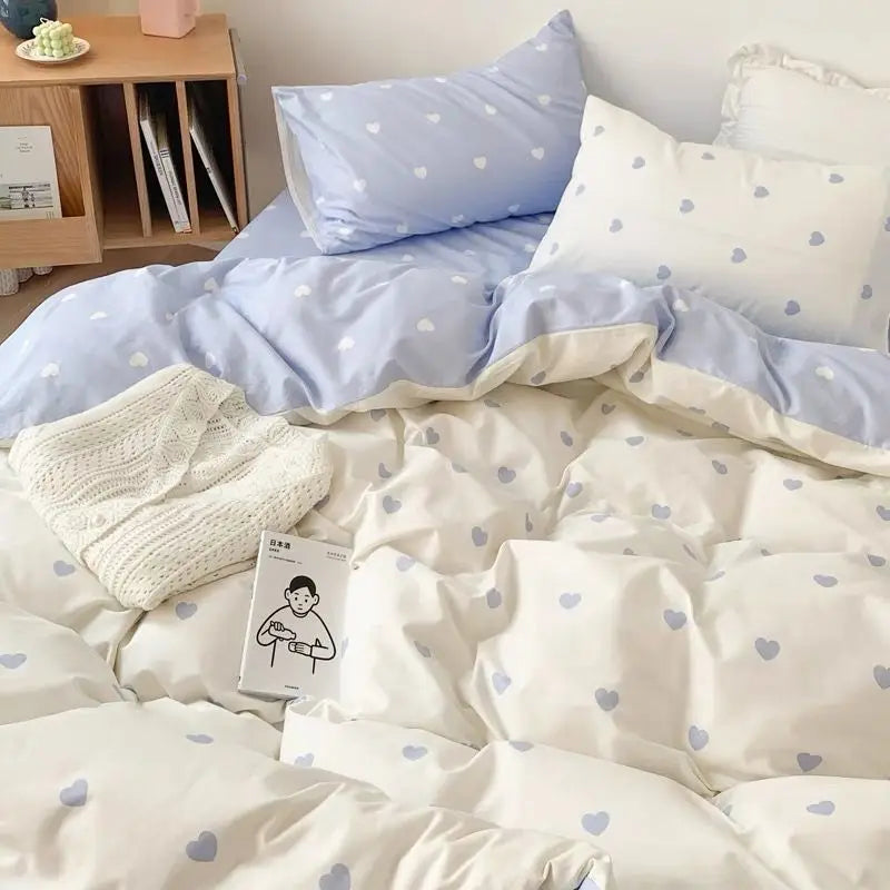 Ins Style Bedding Set No Filler Boys Girls Duvet Cover Pillowcase Flat Sheet Full Queen Size Home Decor Bed Linens