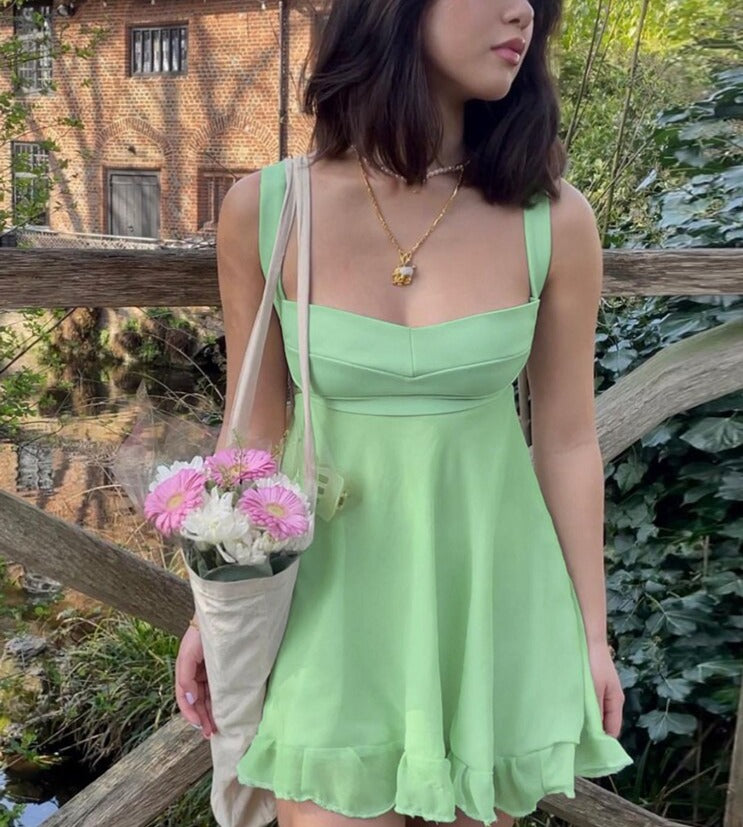 Green Frill Mini Dress