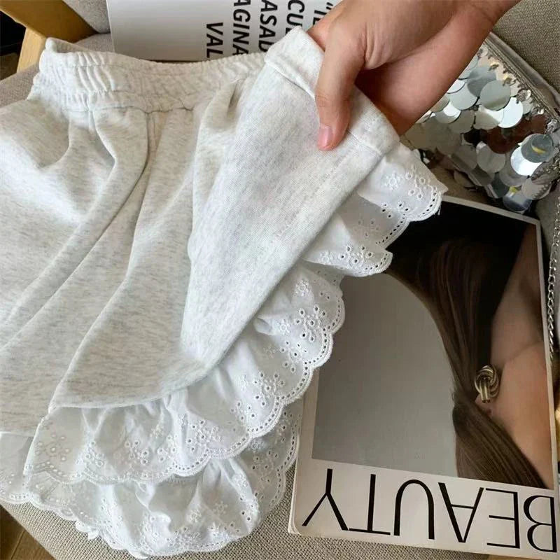 Lace Patchwork Sports Shorts