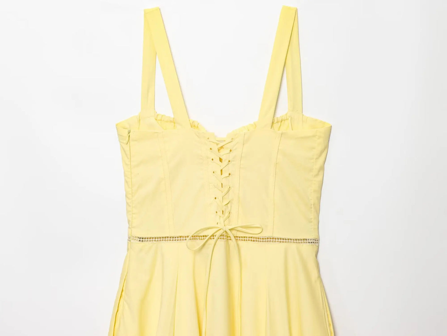 Back Lace Up Thick Strap Buttoned Mini Dress