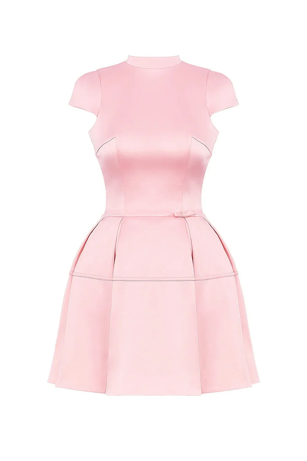 Pink Satin Mini Dress â€?Back Cutout & Flare Fit