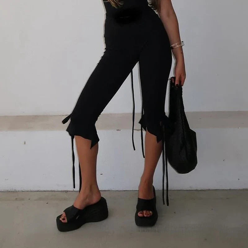 Knee Length Capri Low Waist Drawstring Pants