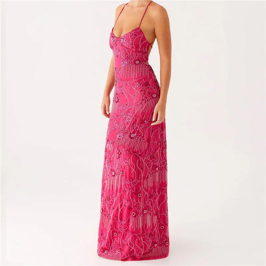 Sequin Spaghetti Strap Maxi Dress