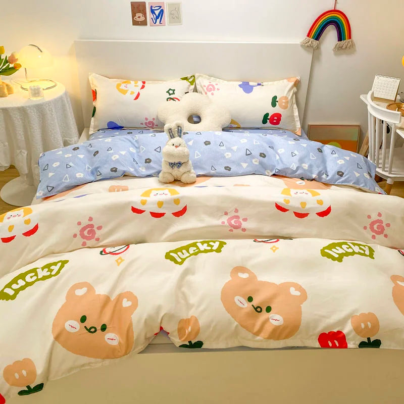 Ins Nordic Butterfly Bedding Set Flat Bed Sheet Duvet Cover Twin Full Queen Nordic Bed Linen Boy Girl Bedding Sets