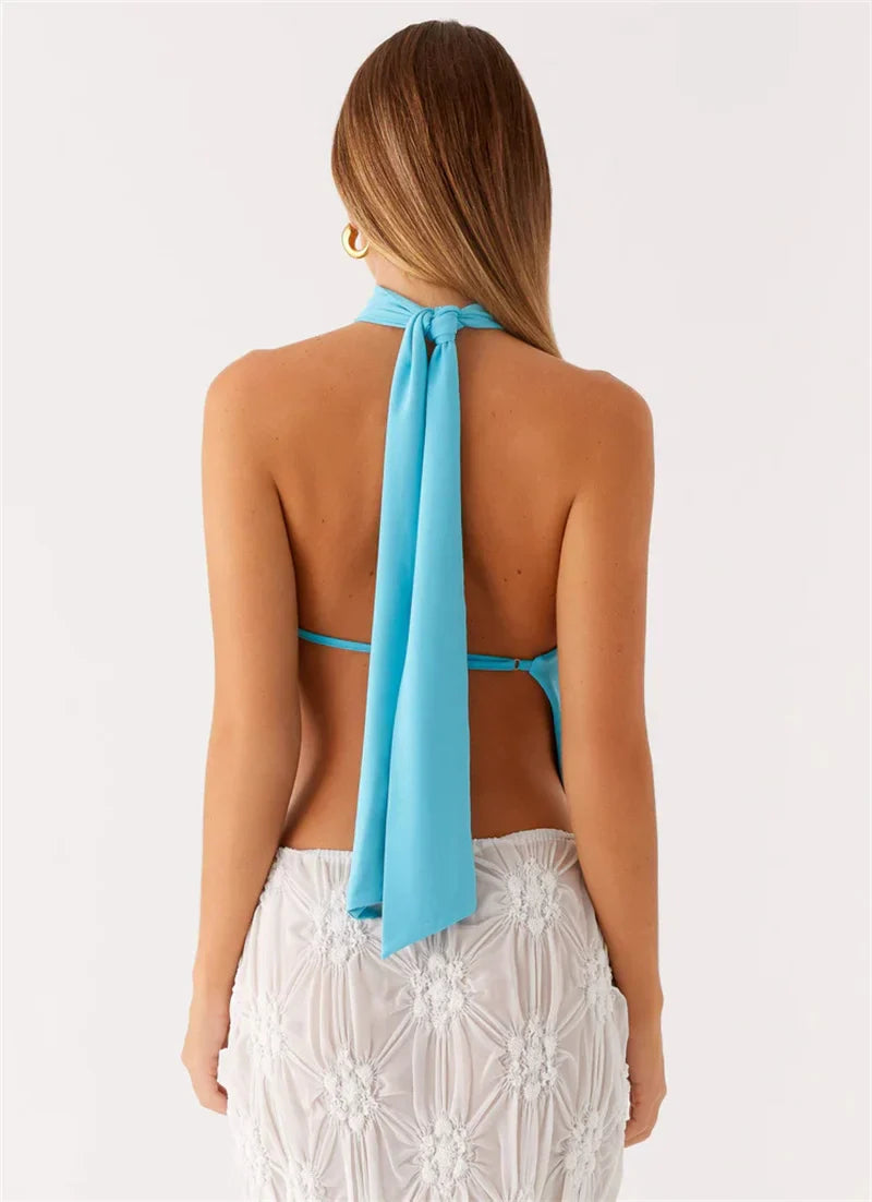 Orchid Halter Drape Neck Top