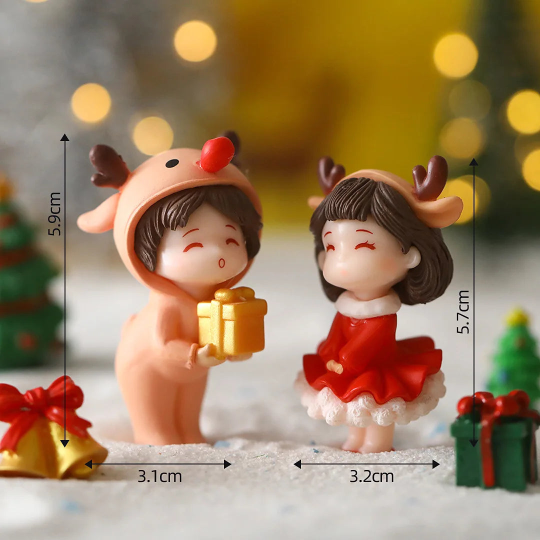 Miniature Christmas Tree Santa Claus Snowmen Gift Box Terrarium Accessories Fairy Garden Figurines Dollhouse Decor
