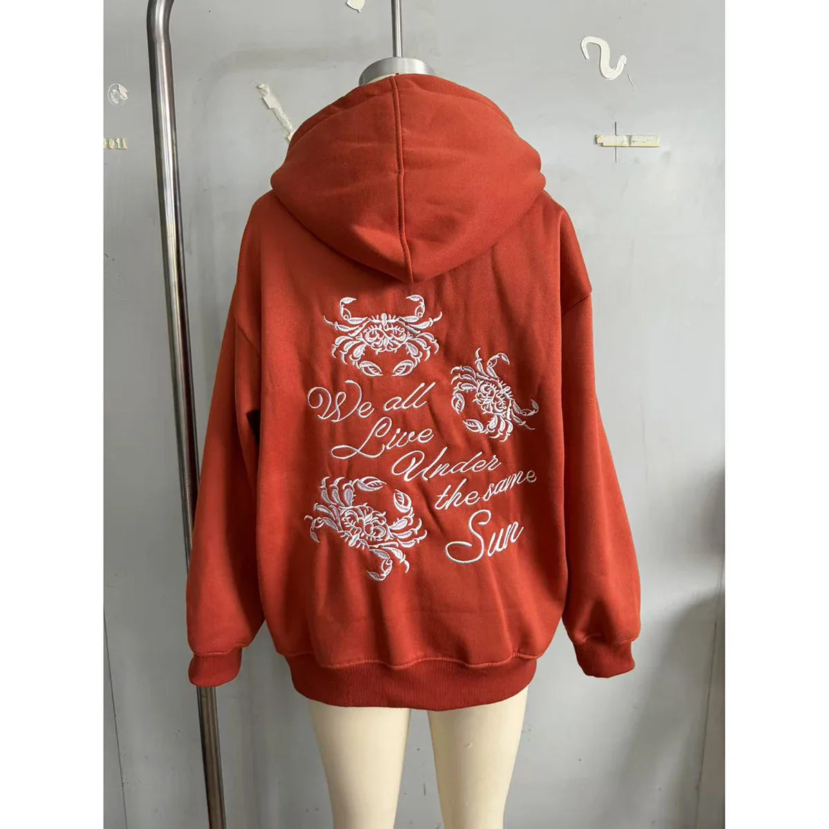 Letter Sea Embroidered Hoodie