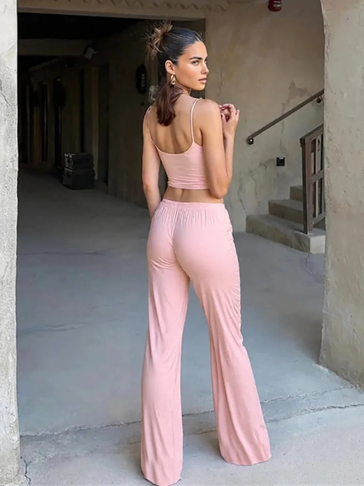 Floral Print Cami Top And Drawstring Pants Set