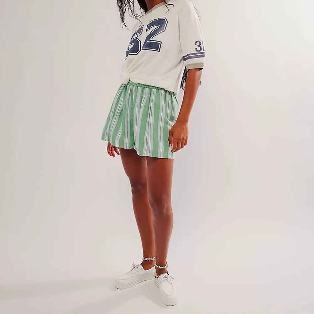 Effortless Mid-Waist Elastic Shorts - Multi-Color Summer Comfort