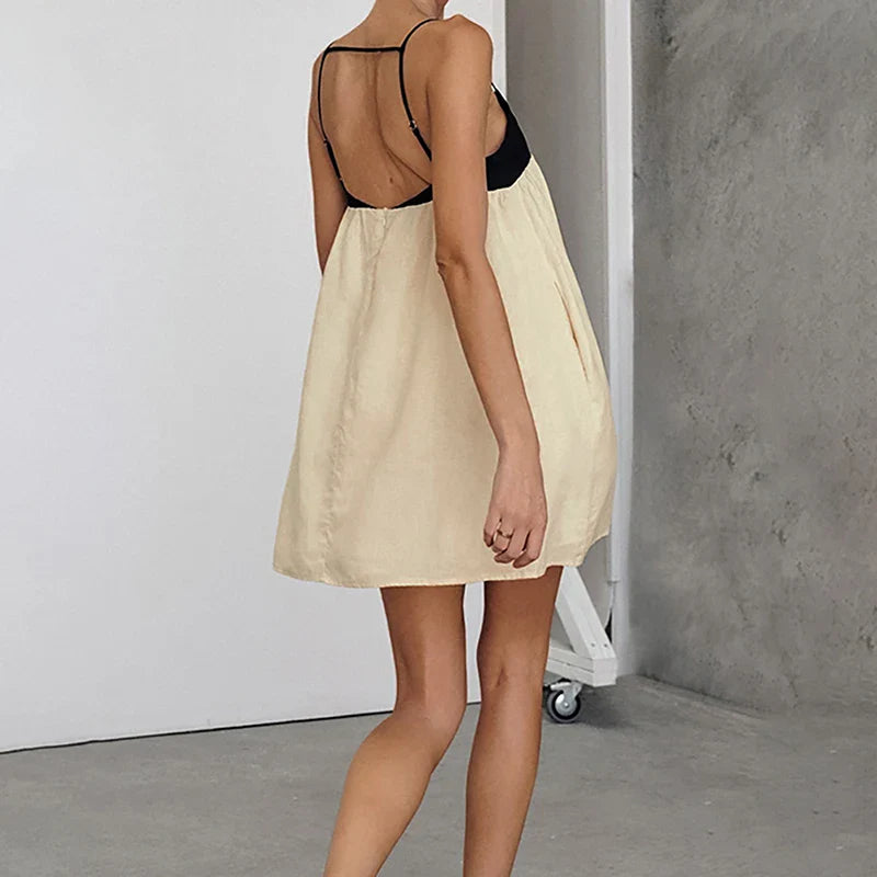 Contrast Strap Straight Mini Dress