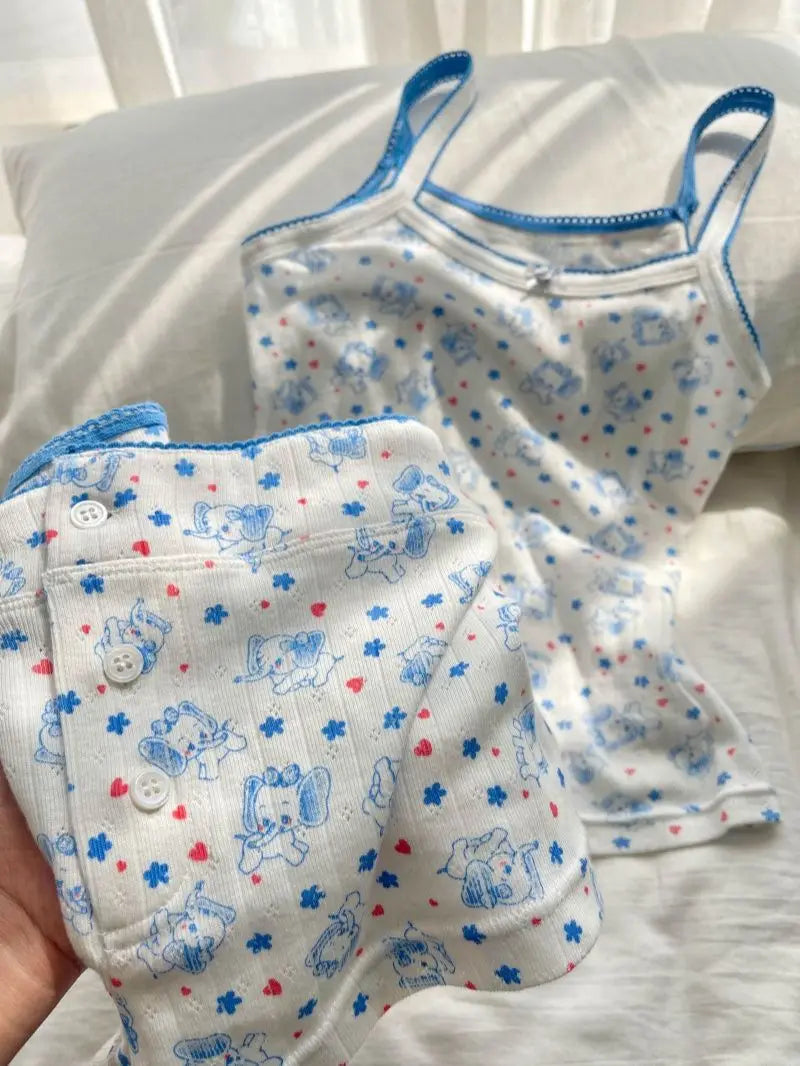 Printed Cami Top And Boxer Shorts Pj Set