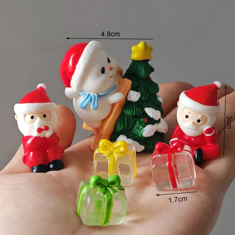 Miniature Christmas Tree Santa Claus Snowmen Gift Box Terrarium Accessories Fairy Garden Figurines Dollhouse Decor