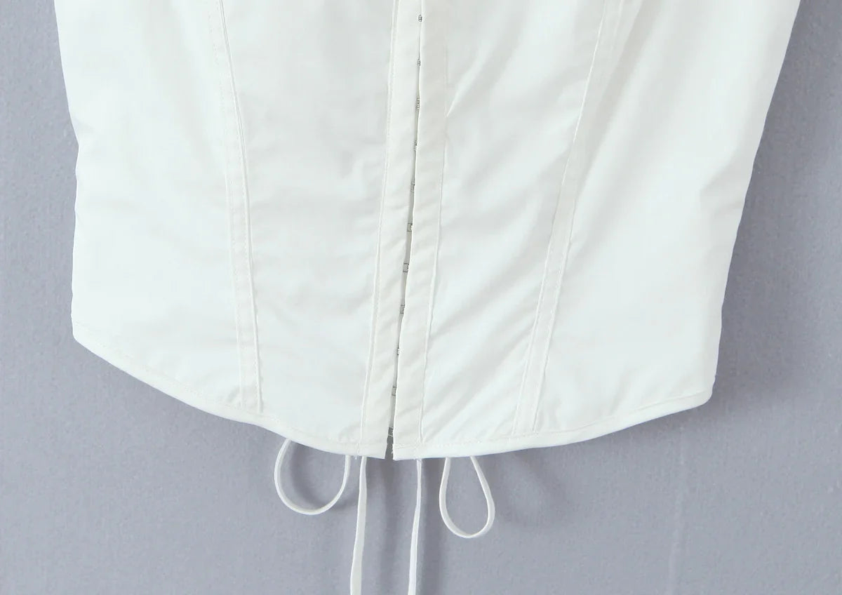 White Tie Up Hook Corset Top